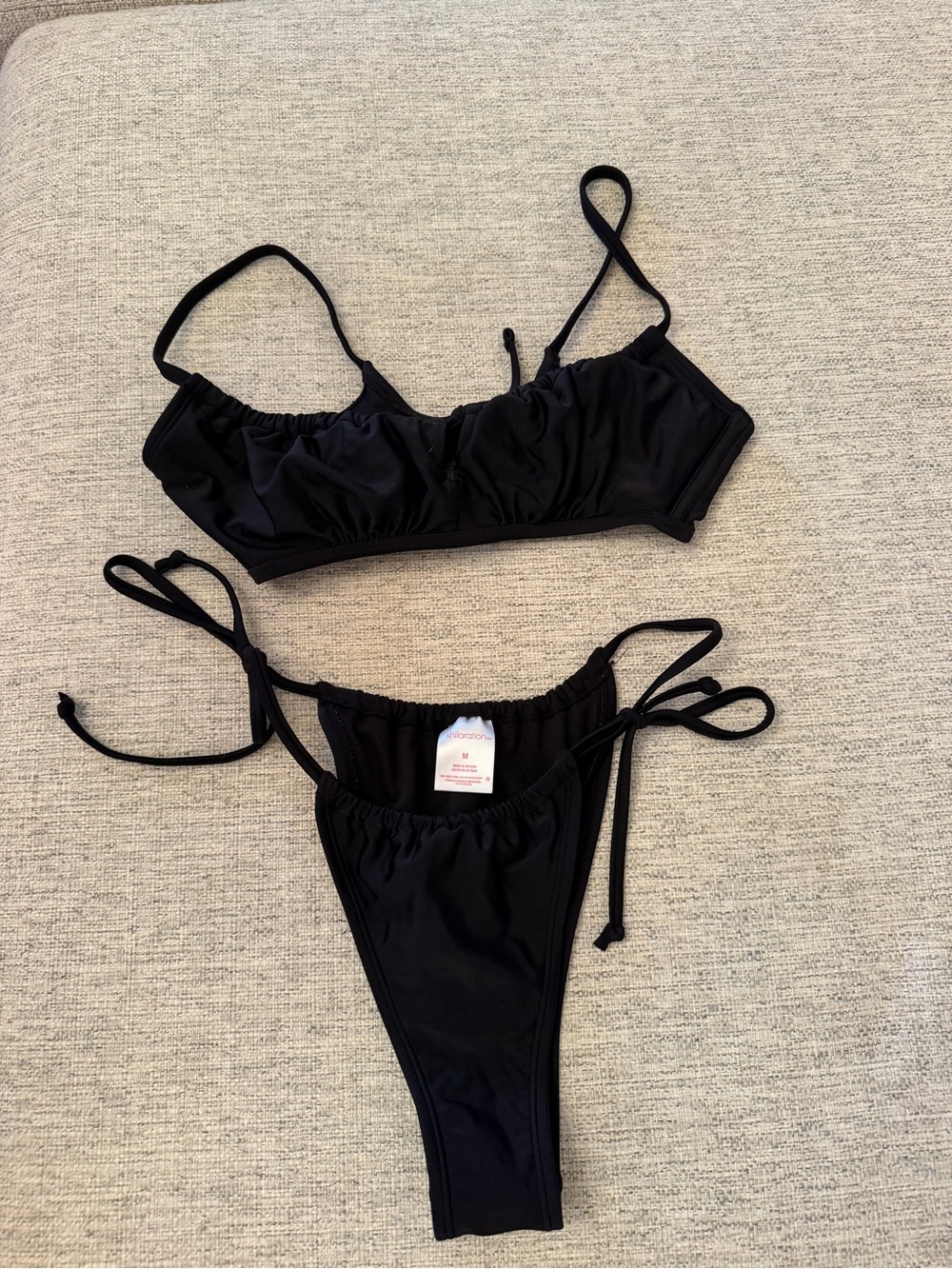 Xhilaration Black Tie-Side Bikini Set
